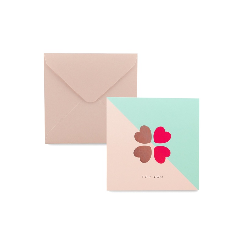 Mocha Nicki Square Greeting Cards- For You Clover