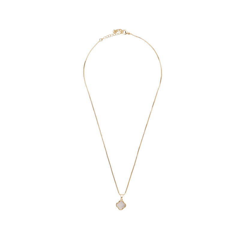Mocha Pearl Clover Necklace- Gold