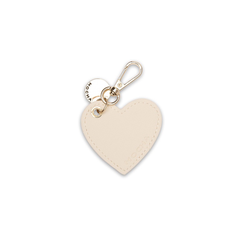 Mocha Penelope Heart Key Ring - Cream
