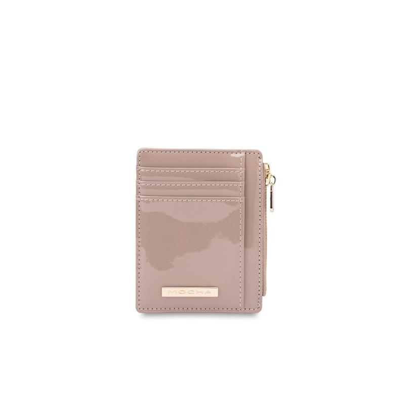 Mocha Willow Patent Card Holder - Dusty Rose