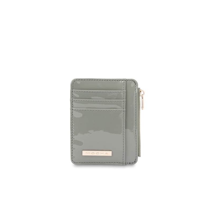 Mocha Willow Patent Card Holder - Sage