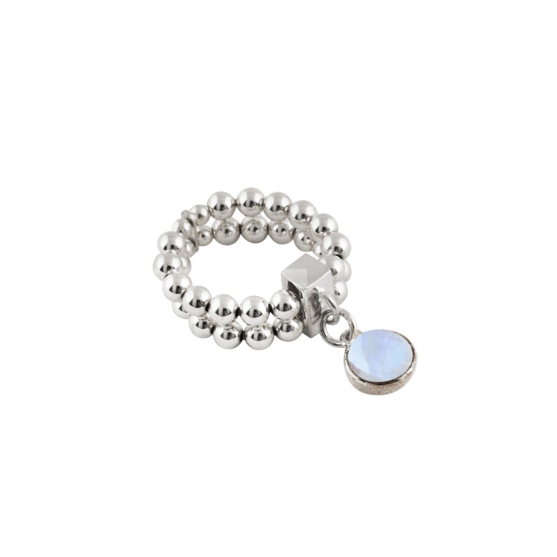 Von Treskow 2-Strand Stretchy Ring w/ Moonstone