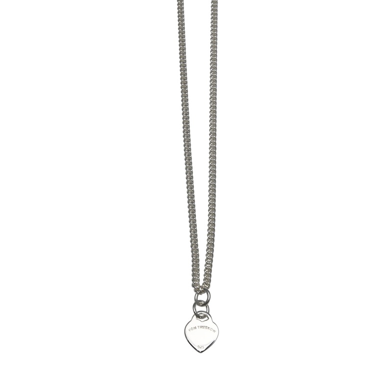 Von Treskow Ss Curb Chain Necklace w/ Large VT Flat Heart