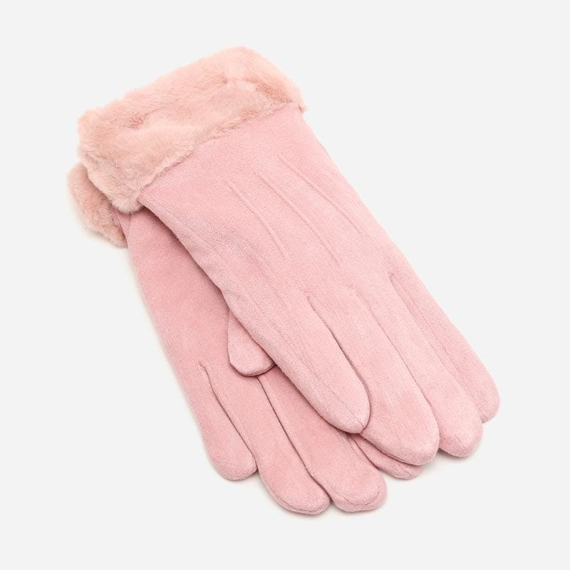 Carlota guantes de antelina con puo efecto pelo