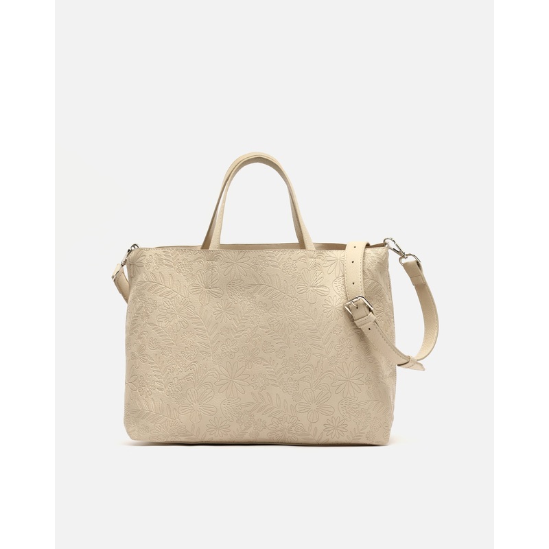 Deva bolso tote mediano con grabado floral y asa bandolera extrable