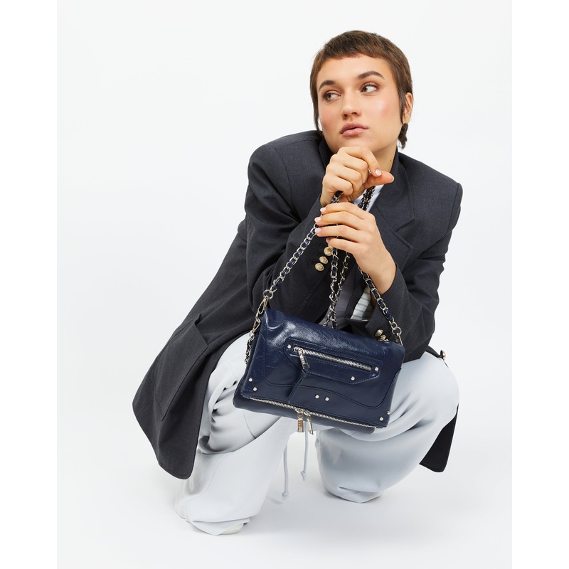 Erosa bolso de hombro pequeo con asa bandolera extrable y detalles metlicos
