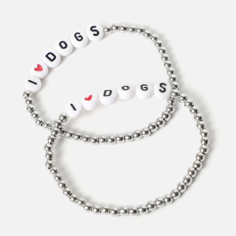 Perro pulsera duo elstica "I love dogs"