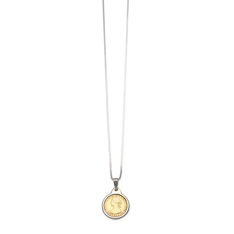 Von Treskow Two-Tone Tiny Token & Bezel Adjustable Box Chain Necklace