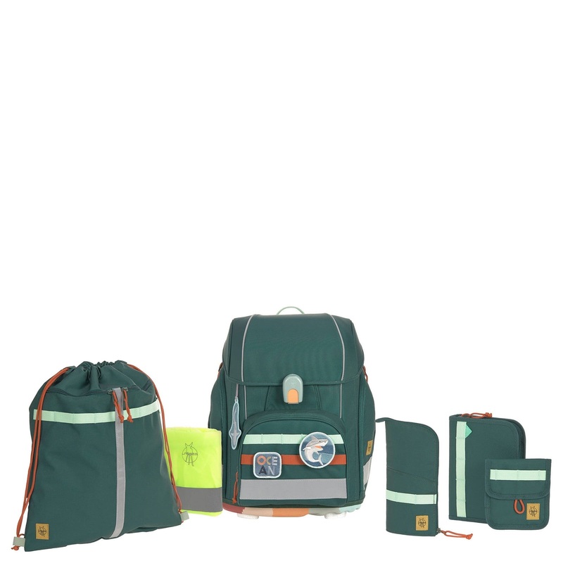 Lssig School Set Boxy Unique - Schulranzen Set 7tlg. (Dark Green Ocean Edition)