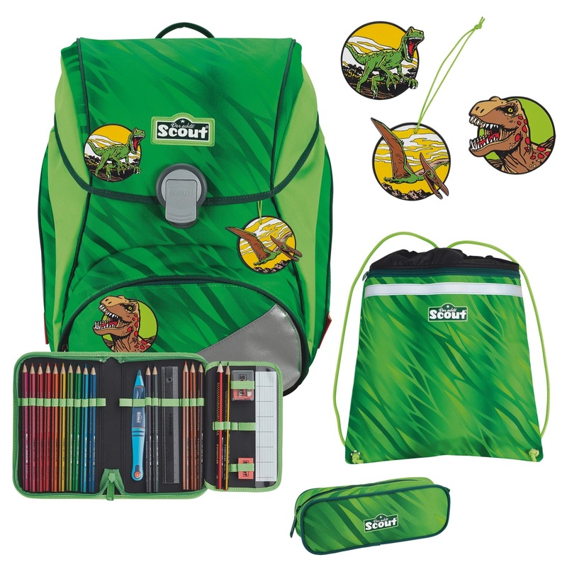 Scout Alpha DIN - Schulranzen Set 4 tlg. (Dino Rex)