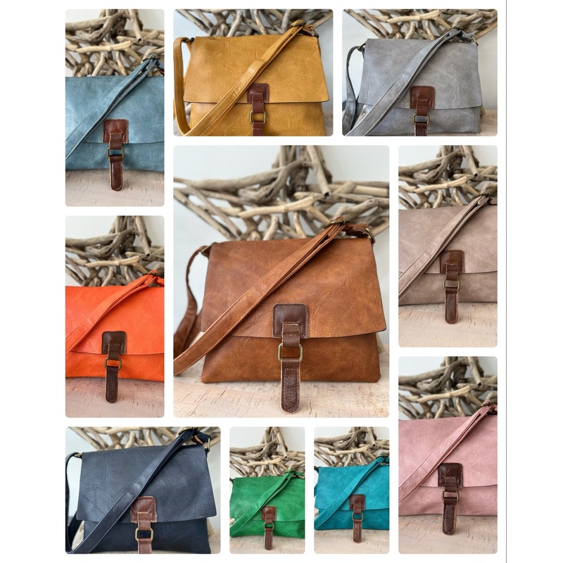 Faux Leather Square Crossbody Bag / Handbag