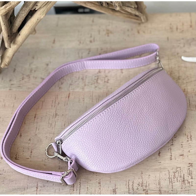 Lilac Italian Leather Bum Bag - Chest Bag