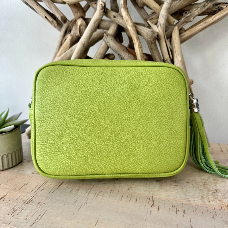 Lime Green Italian Leather Exclusive Camera Bag.