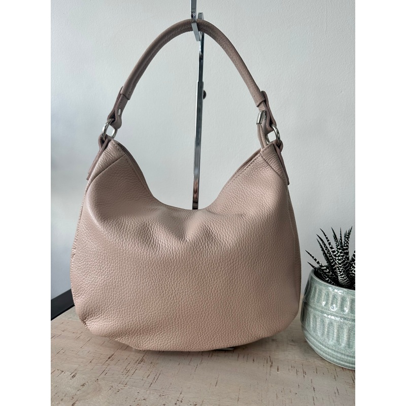 Nude Pink Italian Leather Shoulder Bag / Handbag