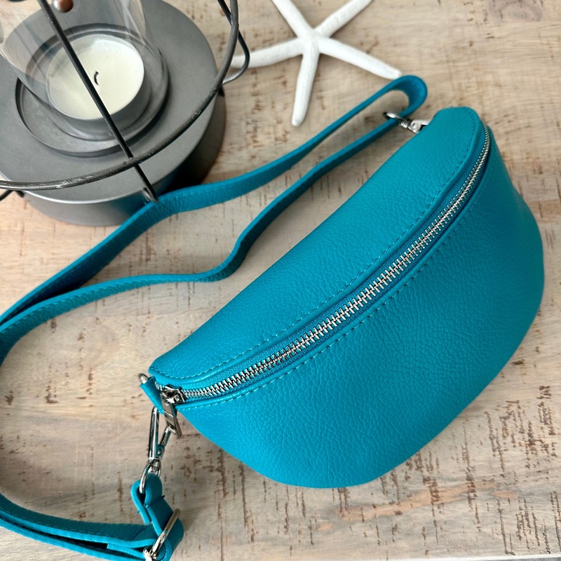 Turquoise Italian Leather Bum Bag / Chest Bag