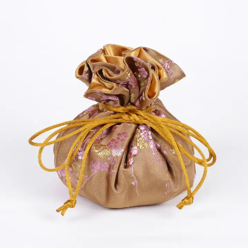 Jewelry Bag - Cherry Blossom Brocade Antique Gold