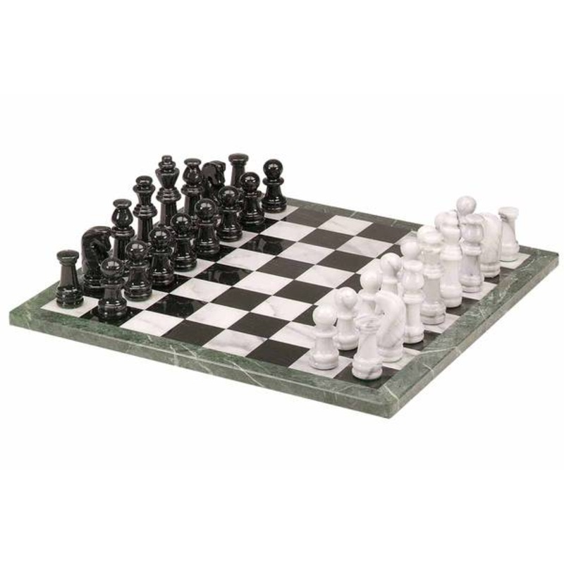 Marble Chess Set 16"-Black/White