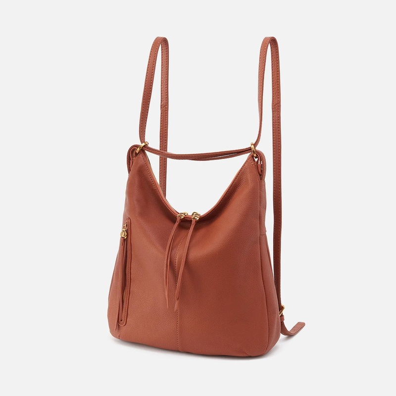 Pebbled Merrin Convertible Backpack-Cognac
