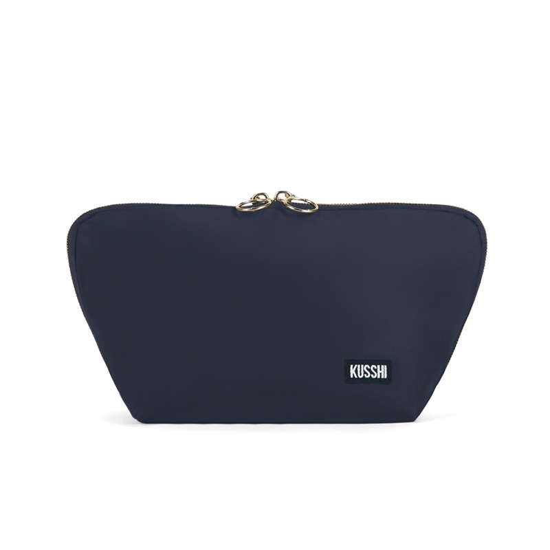 Signature Makeup Bag - Navy with Pink