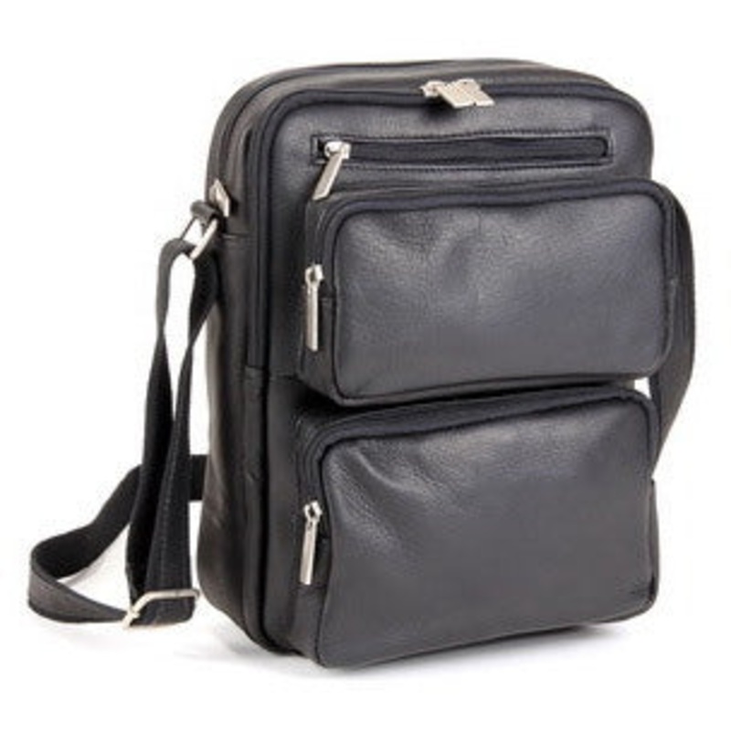 Ledonne Leather Multi Pocket Ipad/E-Reader Bag