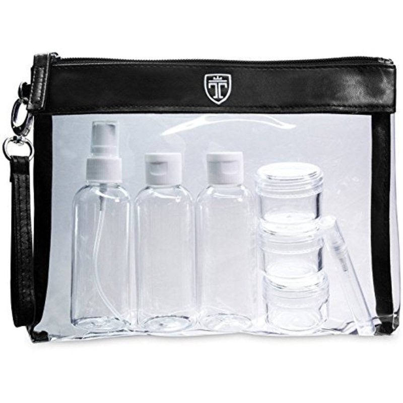 Travando Clear Toiletry Bag With 7 Bottles (Max.3.38Oz) | Tsa Travel Set For Liquids |