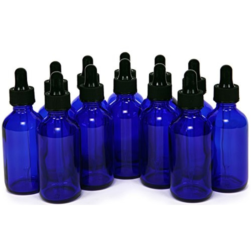 12, Cobalt Blue, 2 oz, Glass Bottles, with Glass Eye Droppers