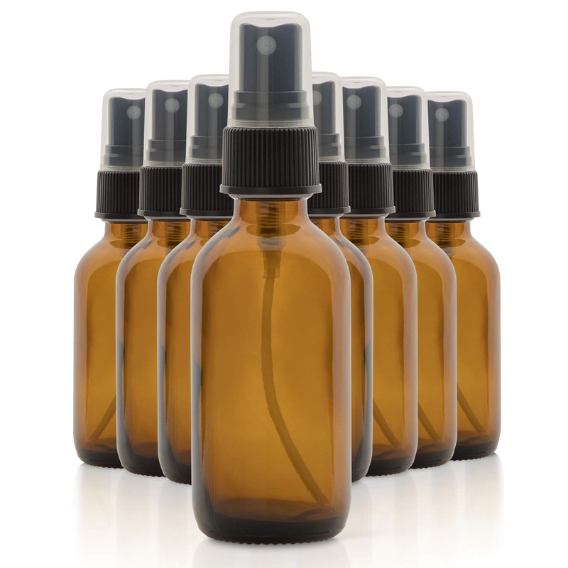 1790 Amber 2oz Small Spray Bottle, 8pk Mist Spray Bottle, Perfect Oil Bottles - BPA Free - Toxin Free - Amber Glass Bottles - Made in the USA