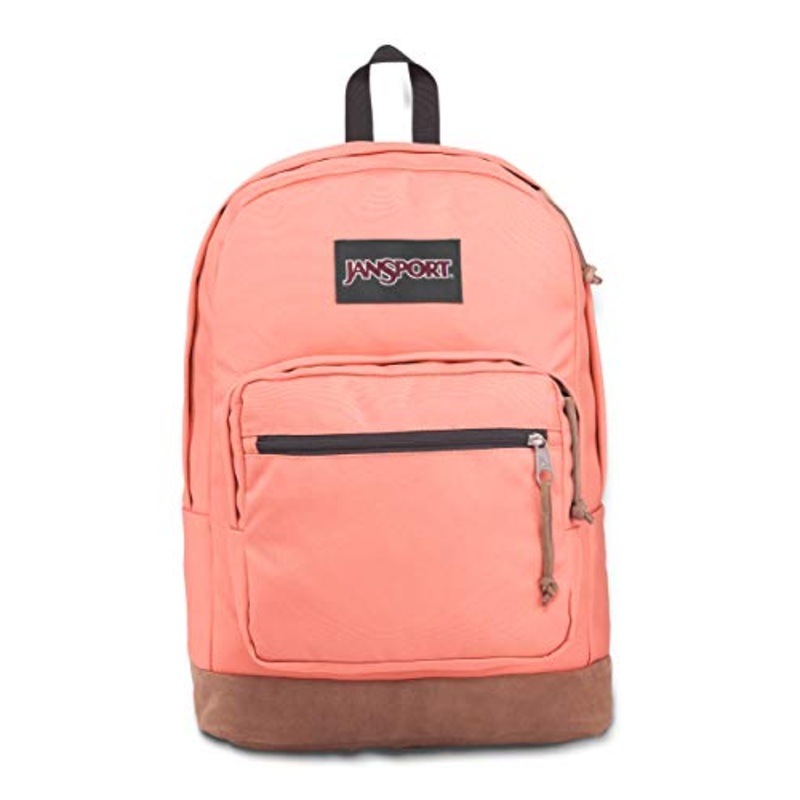 JanSport Right Pack Backpack - School, Travel, Work, or Laptop Bookbag with Leather Bottom, Crabapple