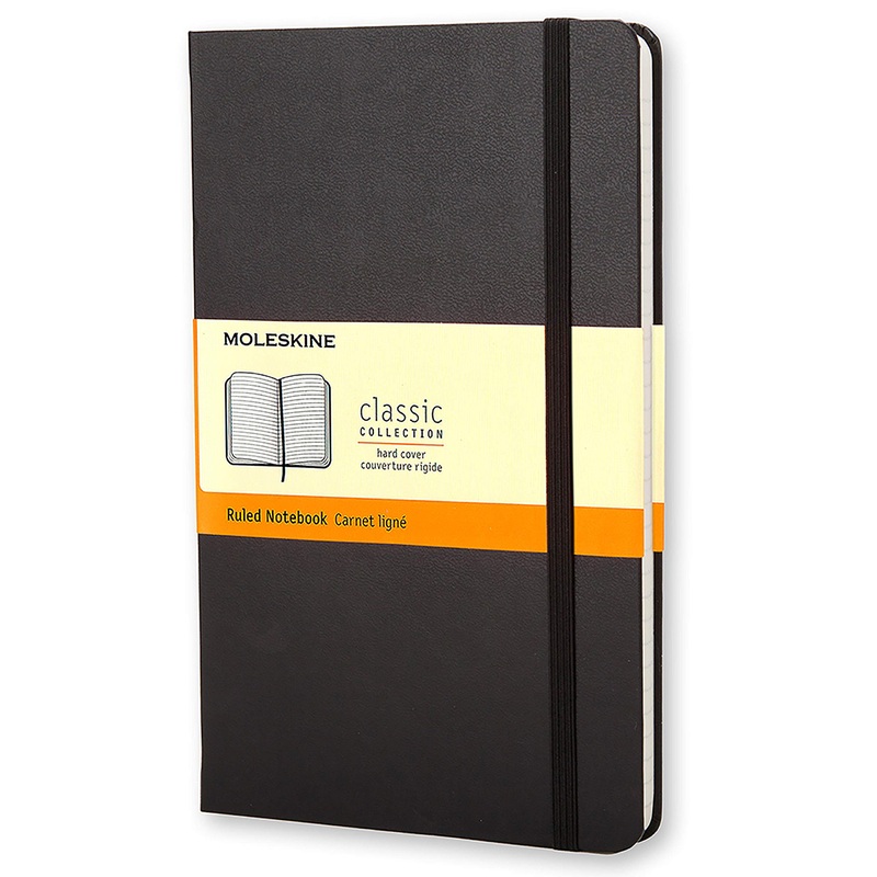 Moleskine Classic Notebook, Hard Cover, Large (5" x 8.25") Ruled/Lined, Black