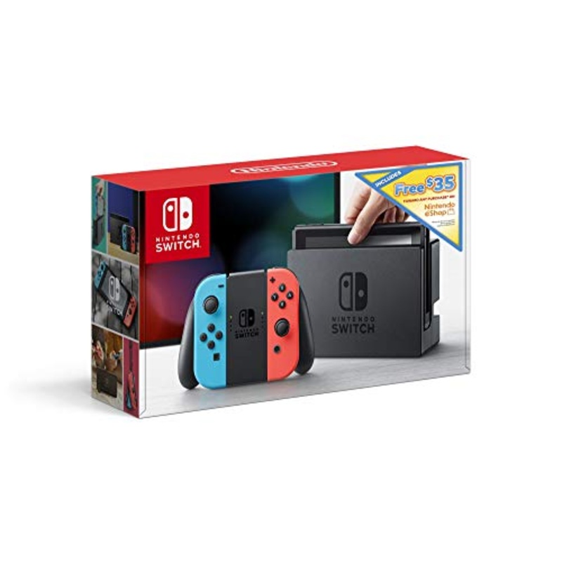 Nintendo Switch w/ Neon Blue & Neon Red Joy Con + $35 Nintendo eShop Credit Download Code - Nintendo Switch