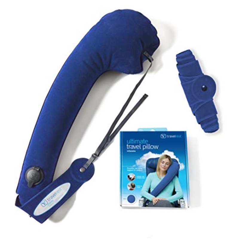 Travelrest - Ultimate Inflatable Travel Pillow & Neck Pillow (Rolls Up Small)
