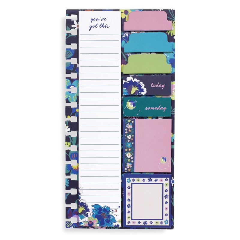 Vera Bradley Planner Sticky Notes, 9 Pack with 3 Sizes and 30 Sheets/Pad, Moonlight Garden