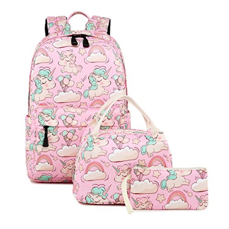 Abshoo Cute Lightweight Kids School Bookbags Unicorn Girls Backpacks With Lunch Bag (Unicorn Pink Set G3)
