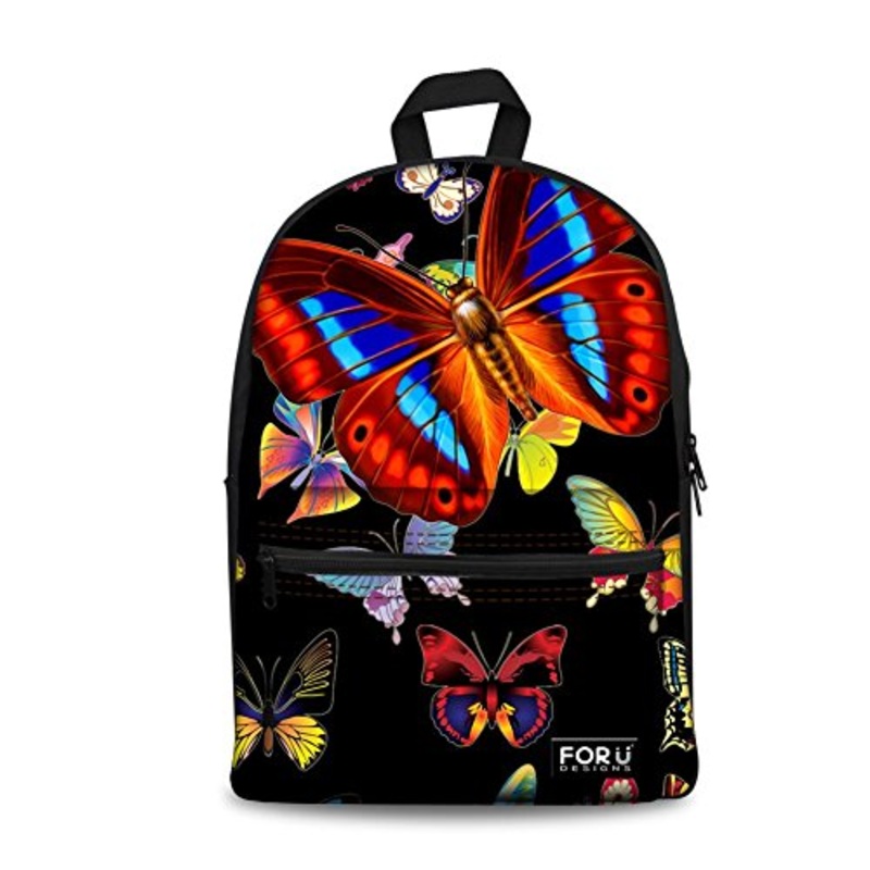 Bigcardesigns Lovely Butterfly Printing Double Shoulder Bookbag Girls