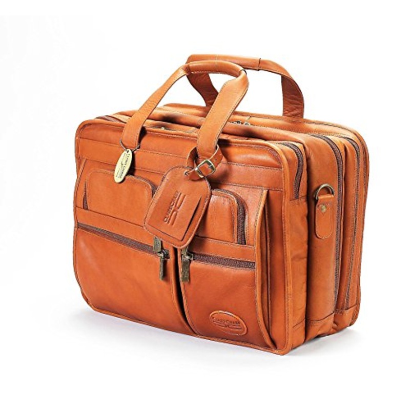 Claire Chase Jumbo Executive Computer Briefcase, Saddle, One Size