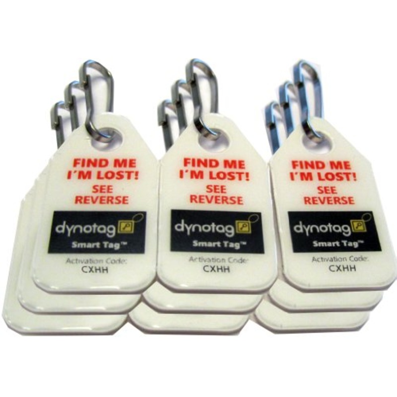 Dynotag Web/Gps Enabled Qr Code Smart Micro Zipper Tags: 9 (3X3Strip)+Snaphooks