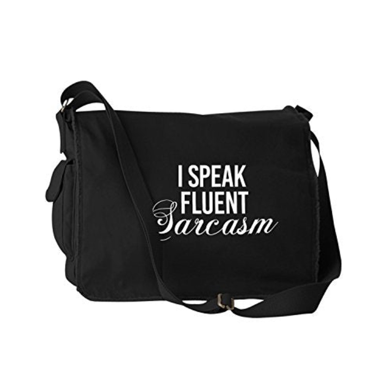Funny I Speak Fluent Sarcasm Black Canvas Messenger Bag