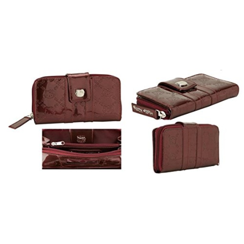 Hello Kitty Patent Burgundy Embossed Wallet