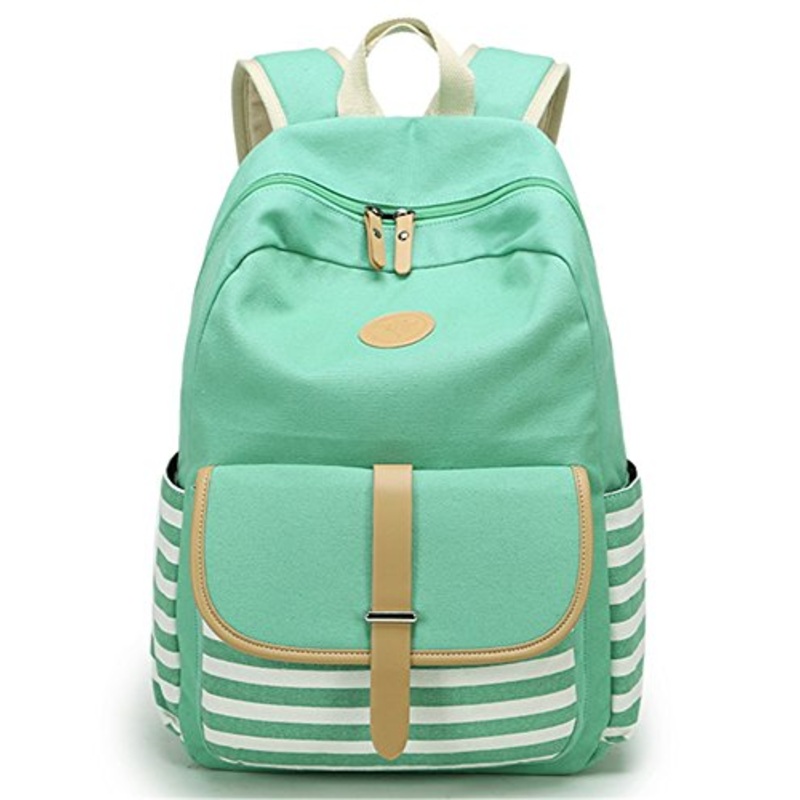 Leaper Cute Thickened Canvas School Backpack Laptop Bag Shoulder Daypack Handbag (L,Water Blue)
