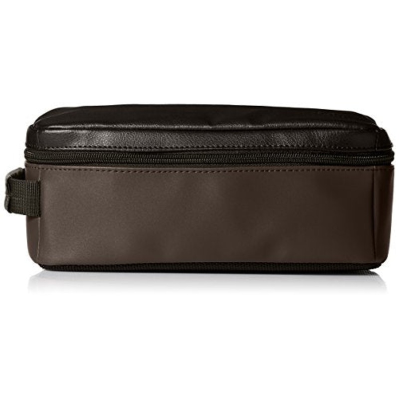 Lee Men'S Pebble Textured Leather Travel Kit, Black/Brown