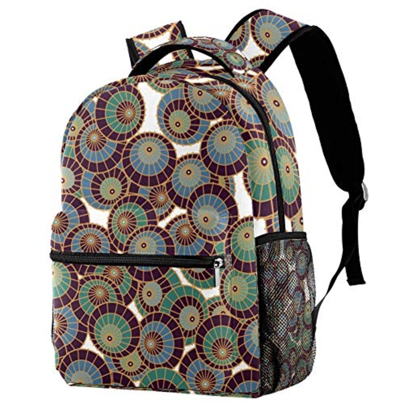 LORVIES Japanese Cute Round Pattern Lightweight School Classic Backpack Travel Rucksack for Girls Women Kids Teens