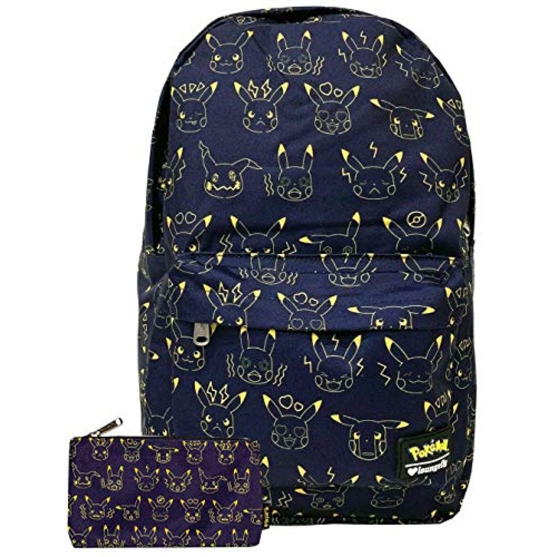 Loungefly Pikachu Expressions Nylon Regular Backpack and Pouch Set