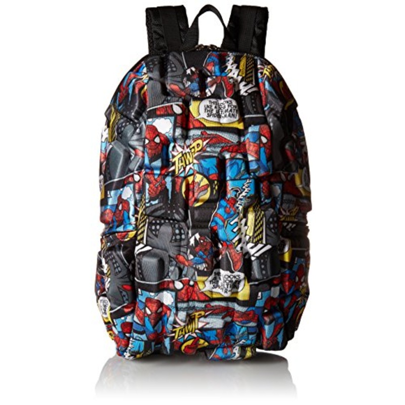Madpax Marvel Spiderman Comic Strip Backpack, Multi/Black