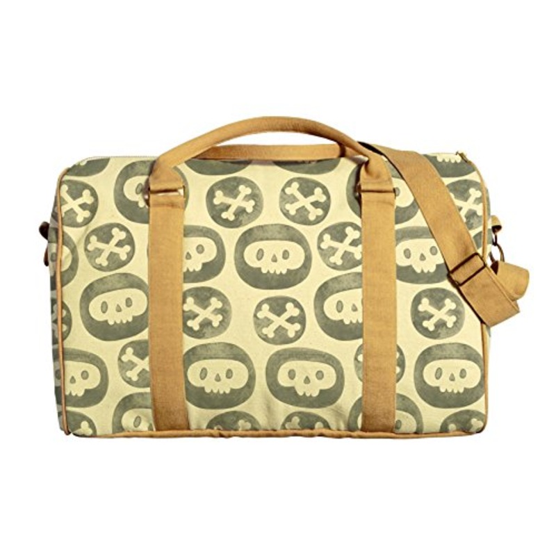 Vietsbay Women Skulls Polka Dot Pattern Printed Canvas Travel Duffle Bag Was_42