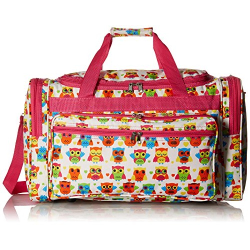 World Traveler Owl 22-Inch Travel Duffle Bag, Owl Pink