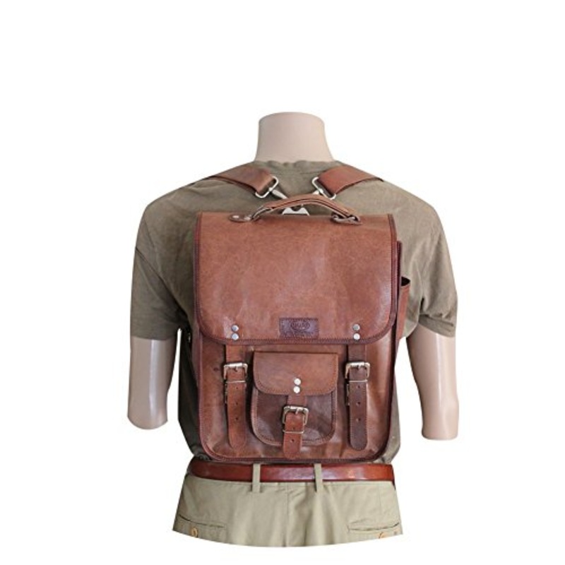 Men'S Leather Backpack/Office/ Brief/Laptop /Messenger Bag. 3 Bags In One