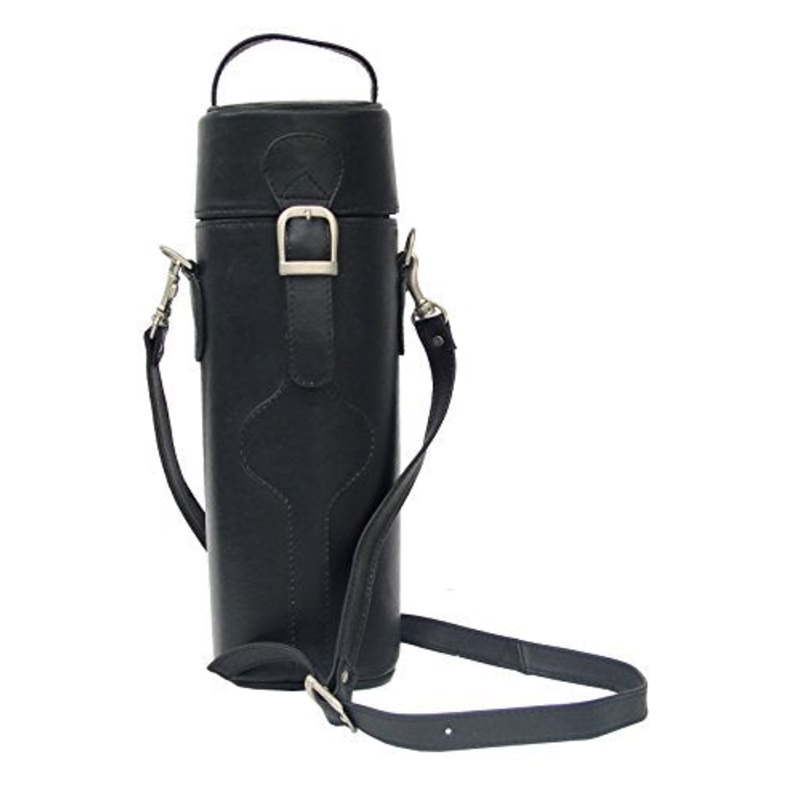 Piel Leather Adventurer Single Deluxe Wine Tote In Black