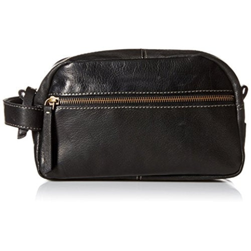 Timberland Men'S Rugged Wash Leather Travel Kit, Black