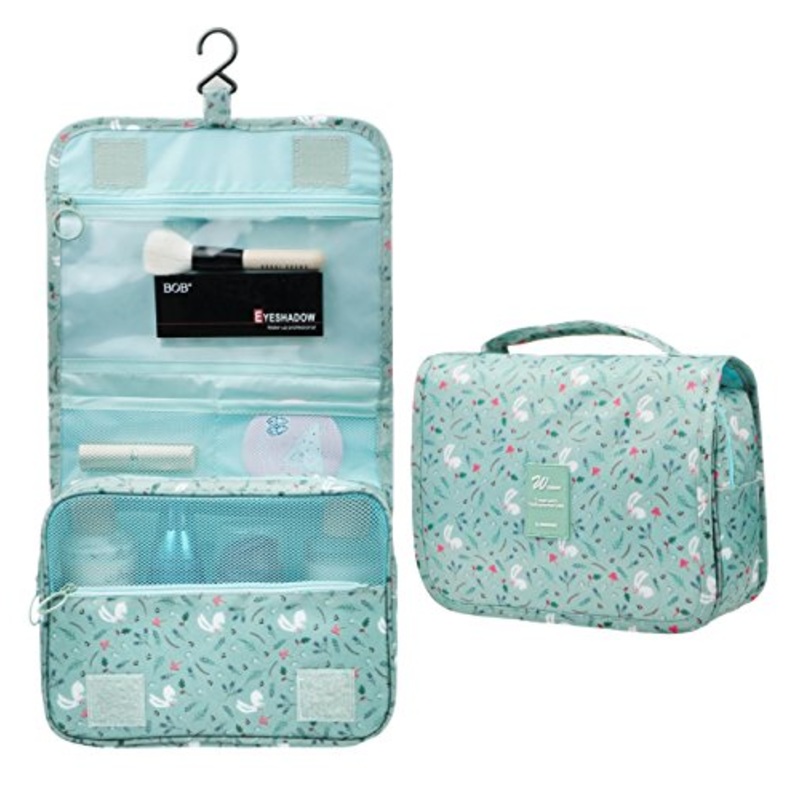 Vercord Hanging Toiletry Bag Portable Travel Organizers Cosmetics Makup Bag Case Shaving Kit, Green