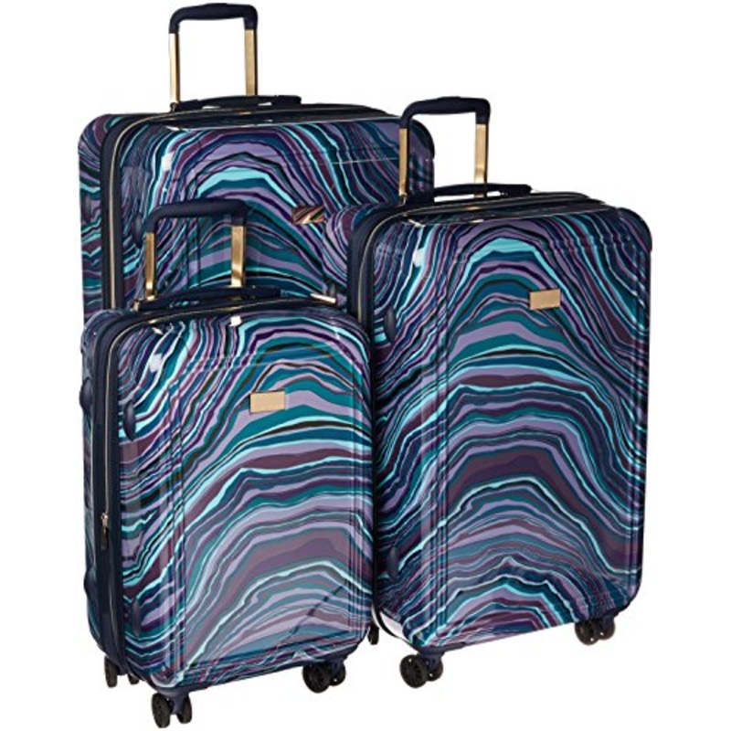 Vince Camuto Women'S Abbygaile 3 Piece Hardside Expandable Spinner Set, Navy Marble Print